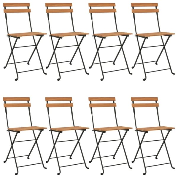 foldbare bistrostole 8 stk. massivt teaktræ og stål