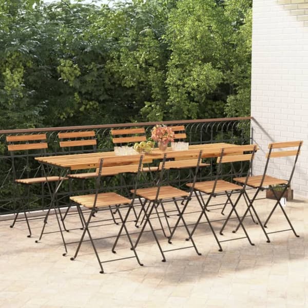 foldbare bistrostole 8 stk. massivt teaktræ og stål