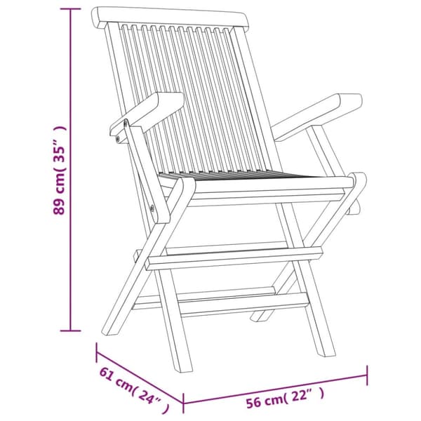 Hopfällbara trädgårdsstolar 6 st grå 56x61x89 cm massiv teak
