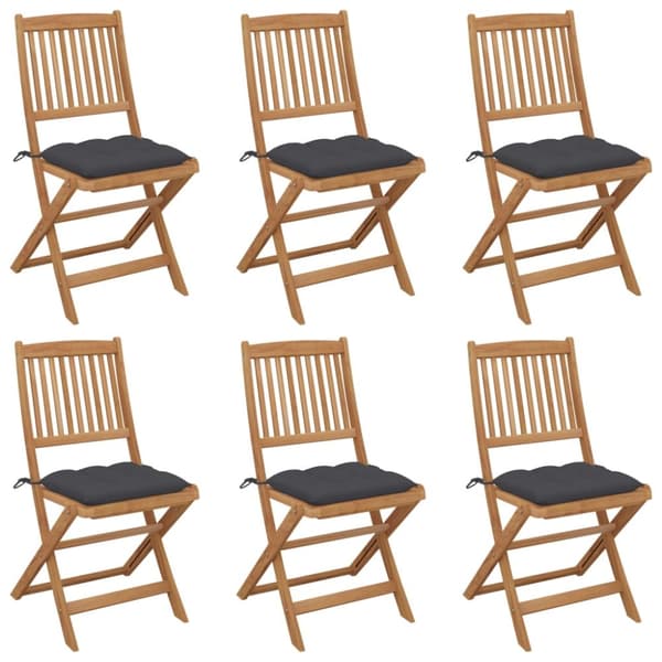 foldbare havestole 6 stk. med hynder massivt akacietræ