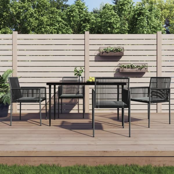 havestole med hynder 4 stk. 54x60,5x83,5 cm polyrattan sort
