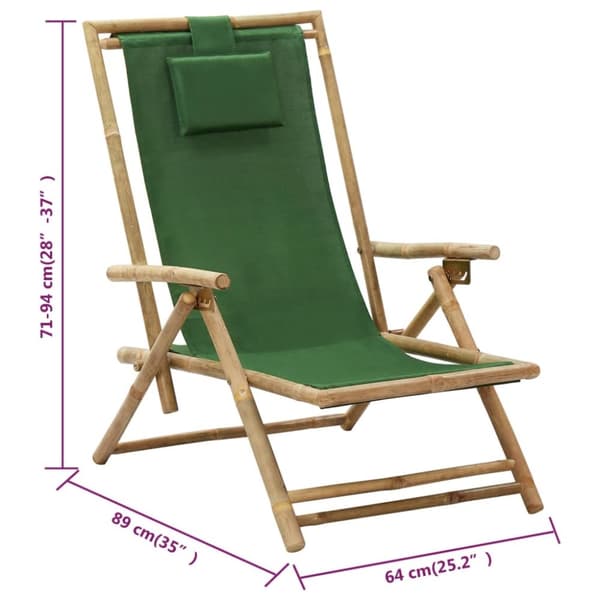 Reclinerstol grön bambu och tyg