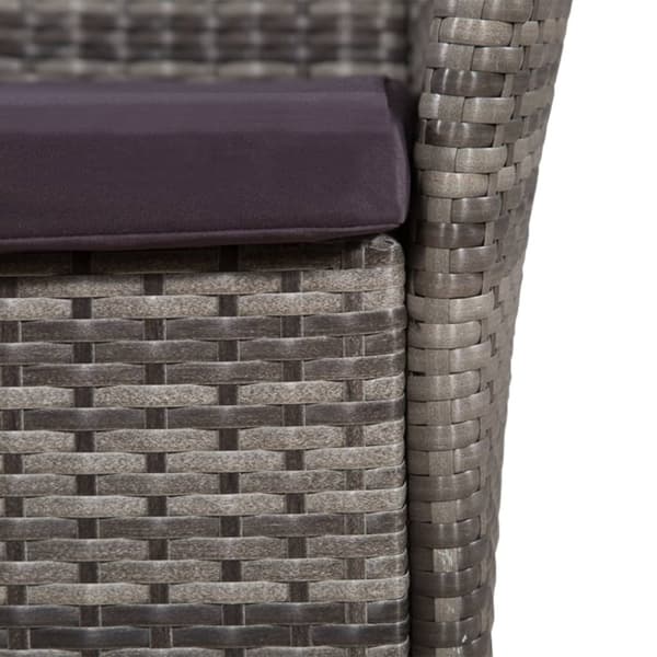 havestol og skammel med hynde polyrattan grå