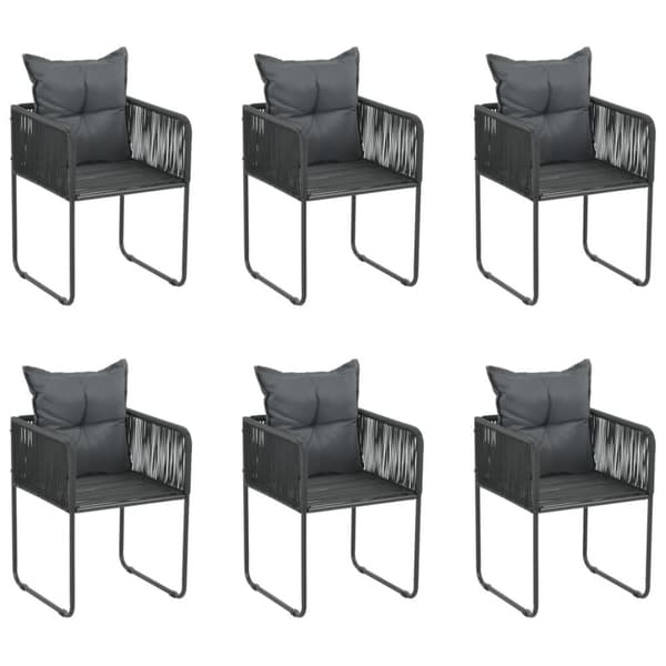 havestole 6 stk. med puder polyrattan sort