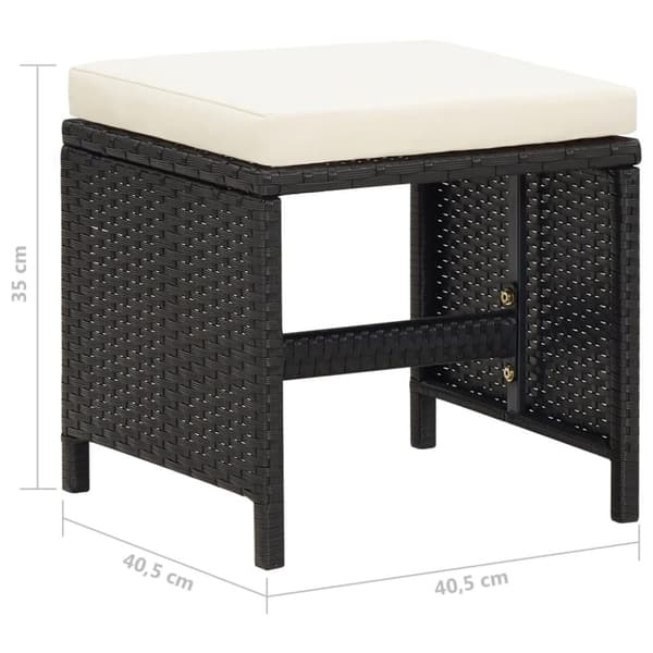 haveskamler 4 stk. med hynder polyrattan sort