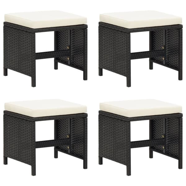haveskamler 4 stk. med hynder polyrattan sort