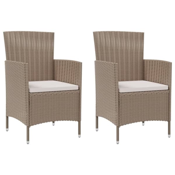 havestole med hynder 2 stk. polyrattan beige
