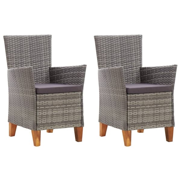 havestole 2 stk. med hynder polyrattan grå