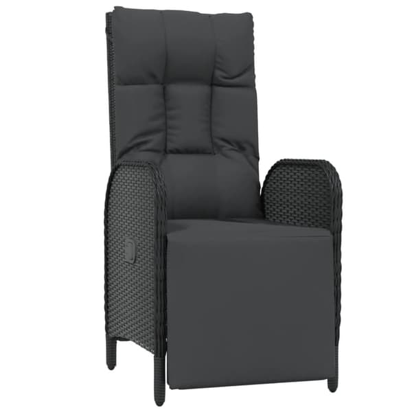 havestole med lænefunktion og hynder 2 stk. polyrattan sort
