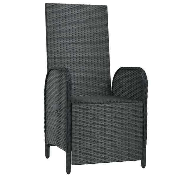 havestole med lænefunktion og hynder 2 stk. polyrattan sort