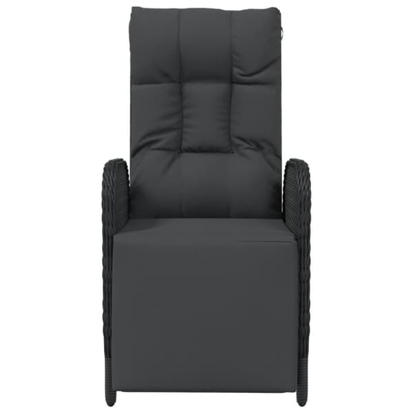 havestole med lænefunktion og hynder 2 stk. polyrattan sort