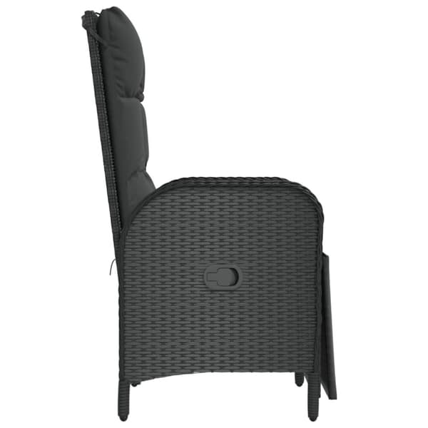 havestole med lænefunktion og hynder 2 stk. polyrattan sort