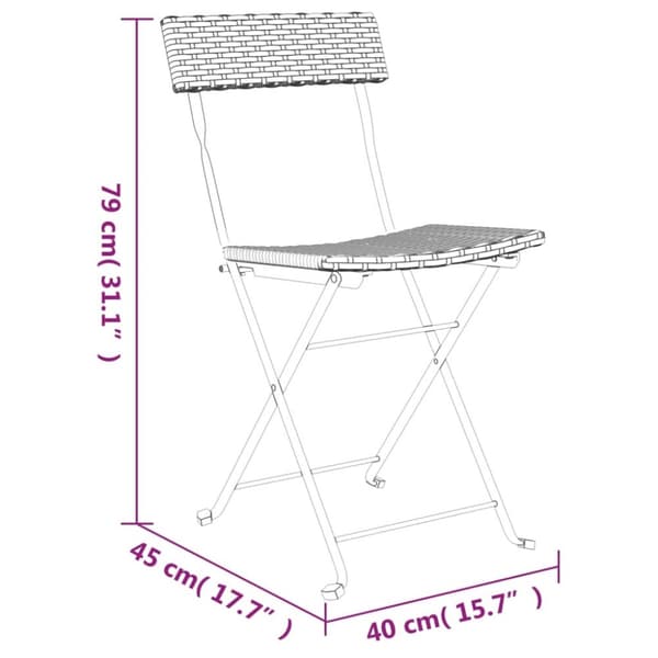 foldbare bistrostole 4 stk. polyrattan og stål brun