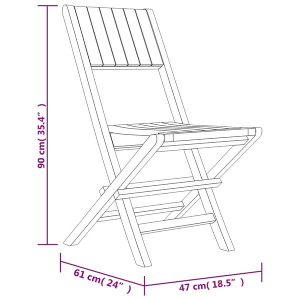 Hopfällbara trädgårdsstolar 2 st 47x61x90 cm massiv teak