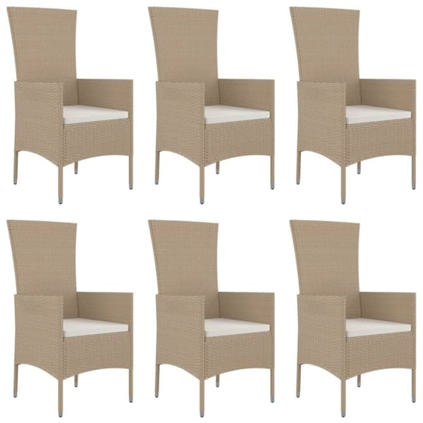 spisebordssæt til haven 7 dele med hynder polyrattan beige