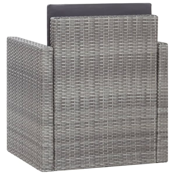 havestol med hynder polyrattan grå