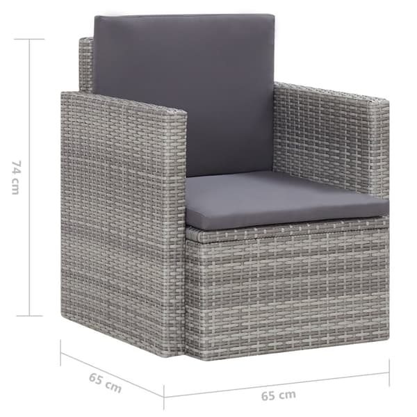 havestol med hynder polyrattan grå