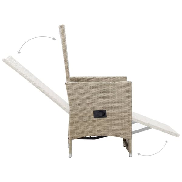 Justerbara trädgårdsstolar 2 st med dynor konstrotting beige