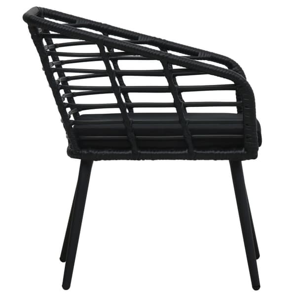 havestole med hynder 2 stk. polyrattan sort