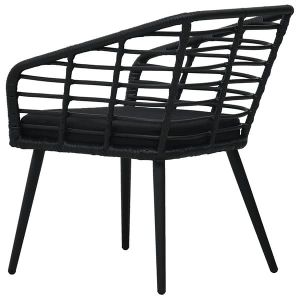 havestole med hynder 2 stk. polyrattan sort