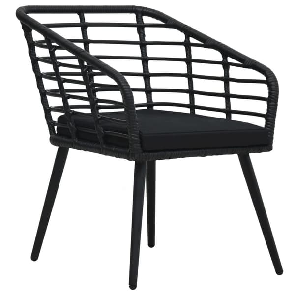havestole med hynder 2 stk. polyrattan sort