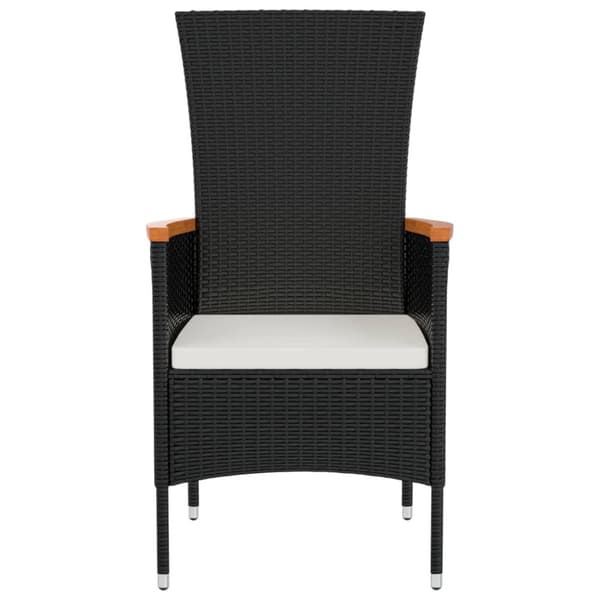 havestole med hynder 2 stk. polyrattan sort