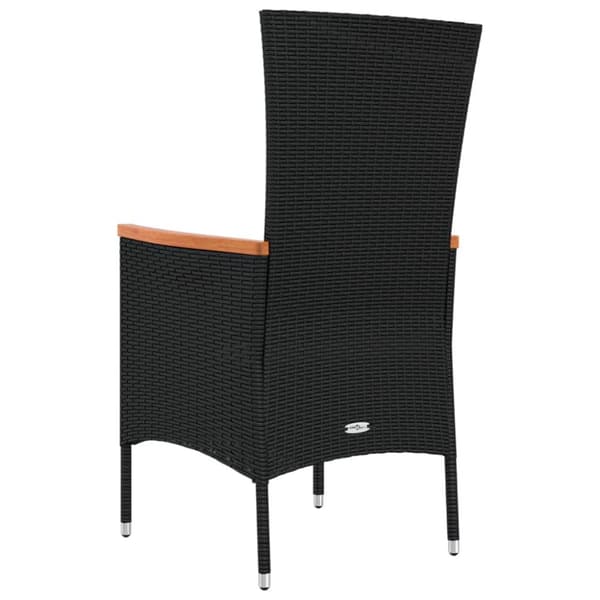 havestole med hynder 2 stk. polyrattan sort