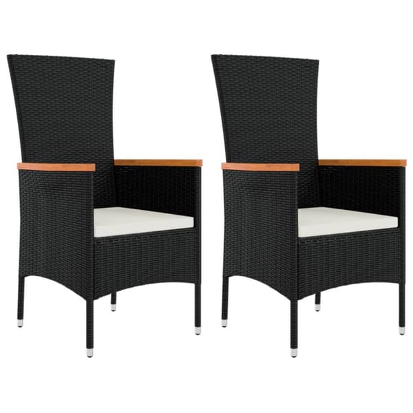 havestole med hynder 2 stk. polyrattan sort