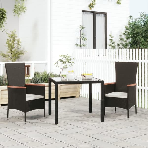 havestole med hynder 2 stk. polyrattan sort