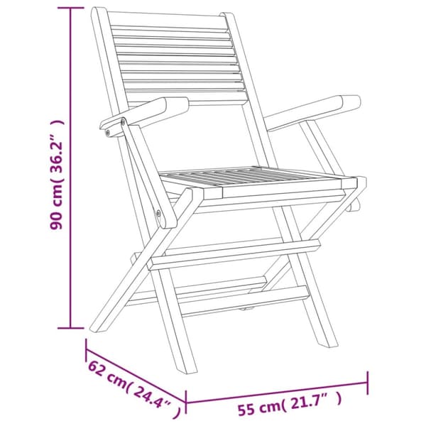 Hopfällbara trädgårdsstolar 2 st 55x62x90 cm massiv teak