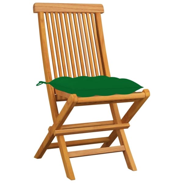 Trädgårdsstolar med gröna dynor 8 st massiv teak