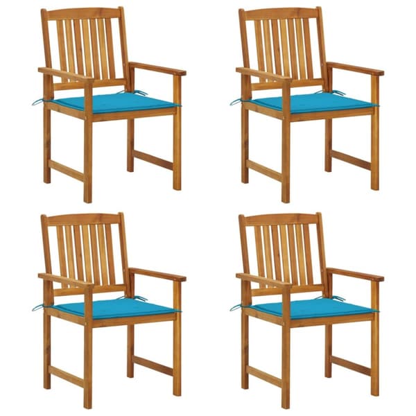 havestole med hynder 4 stk. massivt akacietræ
