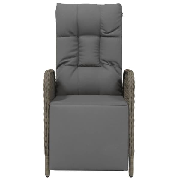 havestole med lænefunktion og hynder 2 stk. polyrattan grå