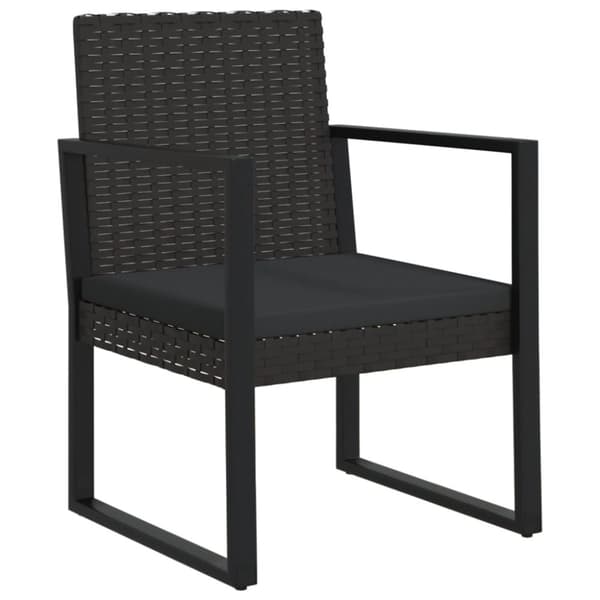 havestol med hynde polyrattan sort