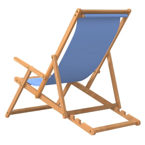 Hopfällbar strandstol massiv teak blå