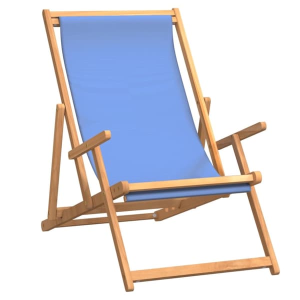 Hopfällbar strandstol massiv teak blå
