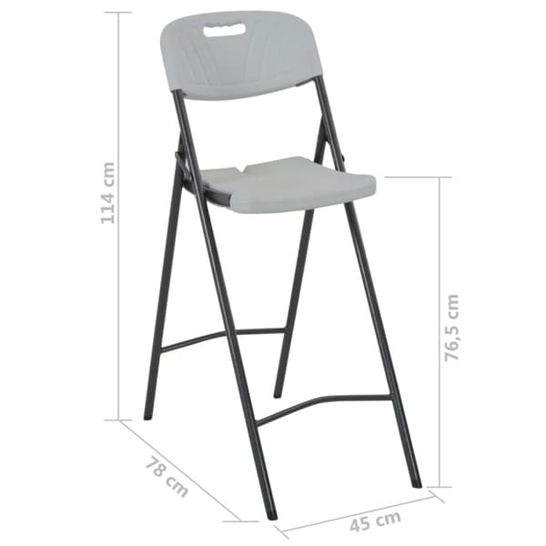 foldbare barstole 2 stk. HDPE og stål hvid
