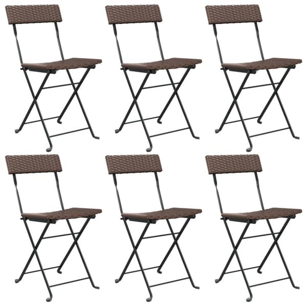 foldbare bistrostole 6 stk. polyrattan og stål brun