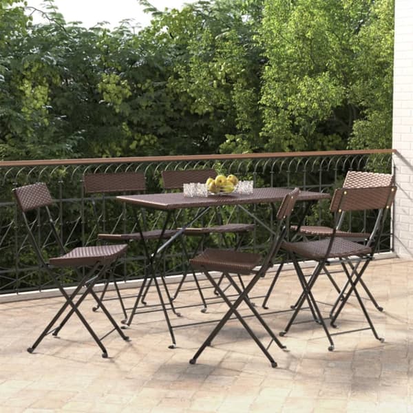 foldbare bistrostole 6 stk. polyrattan og stål brun
