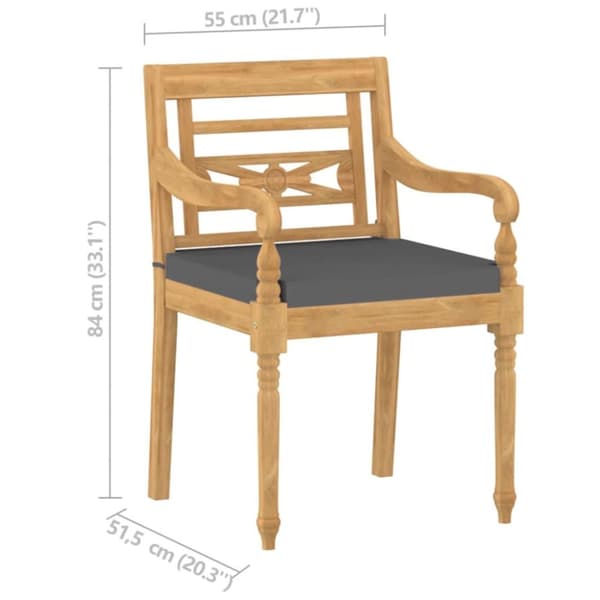 Bataviastolar med dynor 8 st massiv teak
