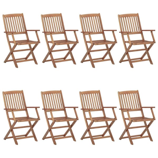 foldbare havestole 8 stk. med hynder massivt akacietræ