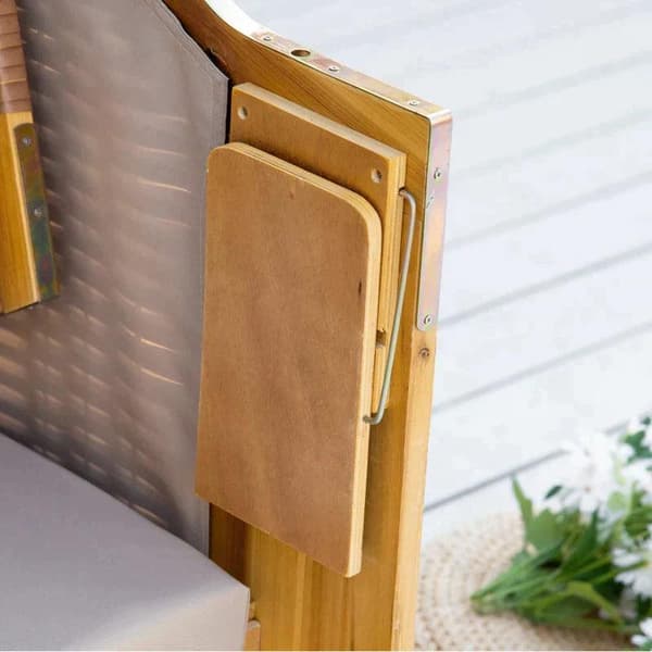 Rootz 3-sits strandstol - Rotting Fritidsstol - Strandstol - 3-personers strandstol - PP rotting/metall/massivt trä - gul/beige - 150 x 79 x 160 cm