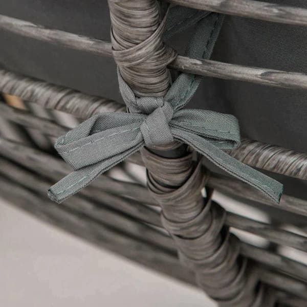 Rootz Rattan Relax Stol med fodskammel - Havestol - Udendørs Rattan Stol med hynde - Stål - Polyester - Grå - 69 x 76 x 70 cm