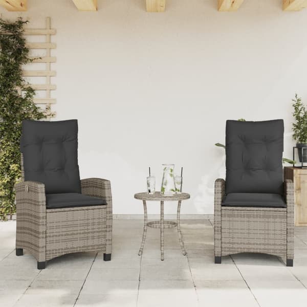 vidaXL havelænestole 2 stk. med hynder polyrattan grå