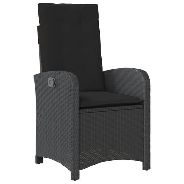 vidaXL havestole med hynder 2 stk. justerbart ryglæn polyrattan sort