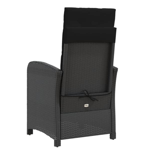 vidaXL havestole med hynder 2 stk. justerbart ryglæn polyrattan sort