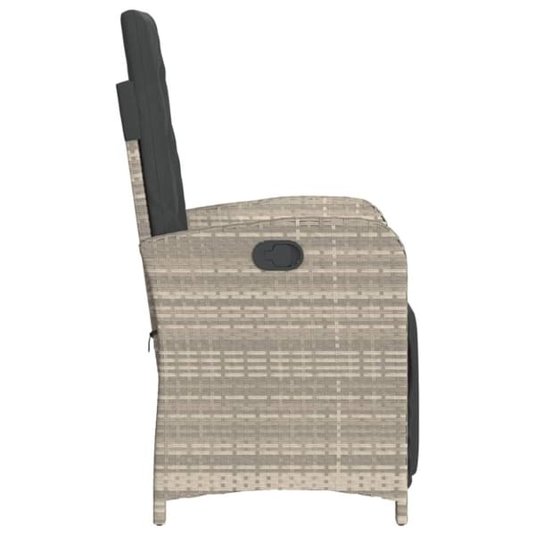 vidaXL havestol med lænefunktion og fodstøtte polyrattan lysegrå