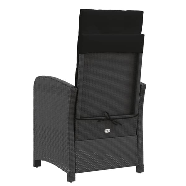vidaXL havestole 2 stk. med lænefunktion og fodstøtte polyrattan sort