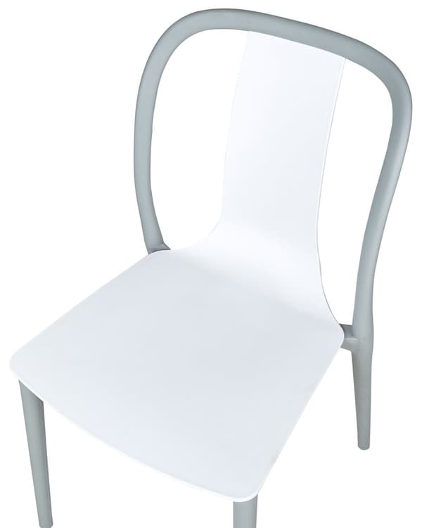 Havestole Grå Hvid Plast sæt af 4 Vedligeholdelsesfri Stabelstole til Udendørs Stole Retro Design Cafestole uden Armlæn Altanstole