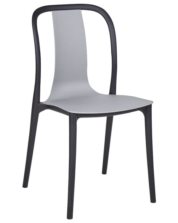 Havestole Grå Sort Plast sæt af 8 Vedligeholdelsesfri Stabelstole til Udendørs Stole Retro Design Cafestole uden Armlæn Altanstole